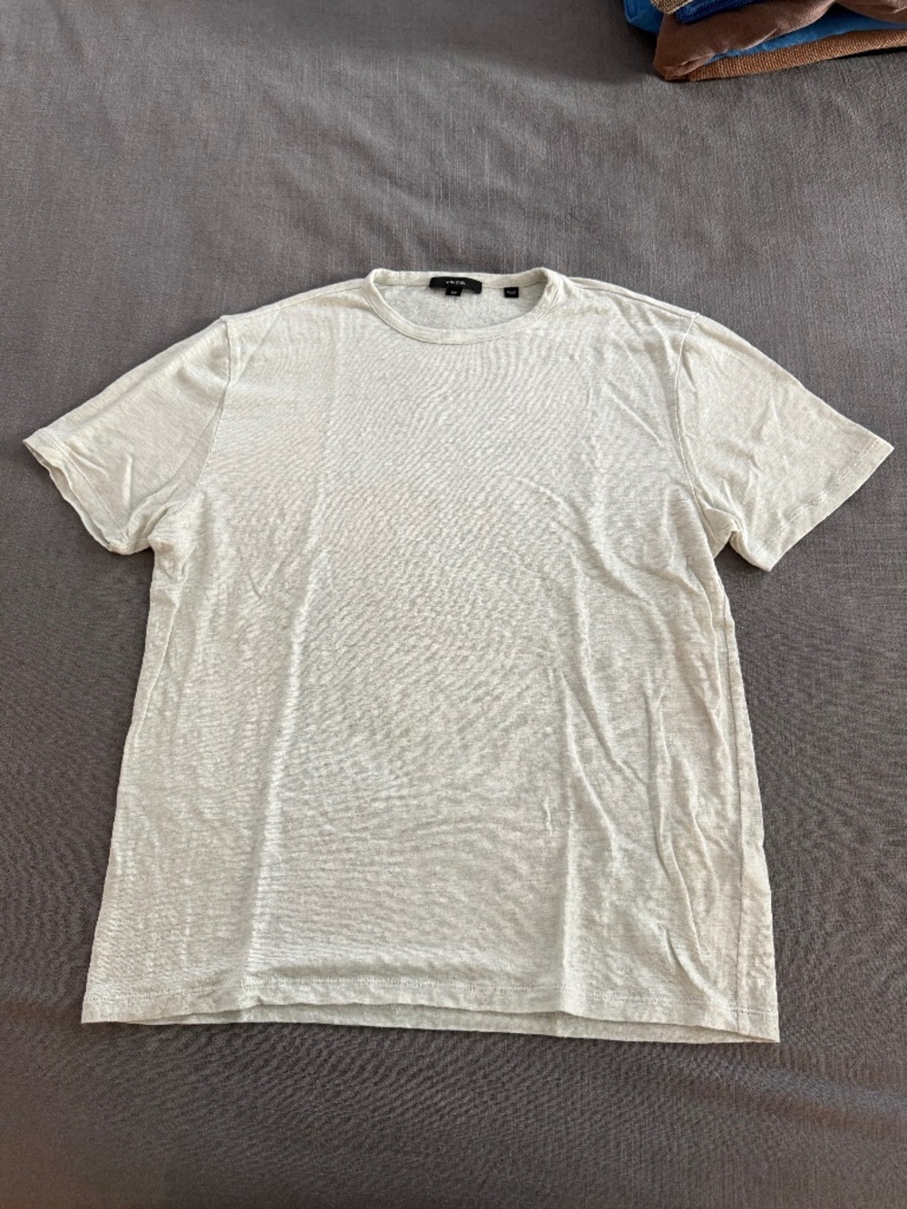 Vince Linen Crew Neck T-Shirt Men’s Medium Pale Green Gray 100% Linen